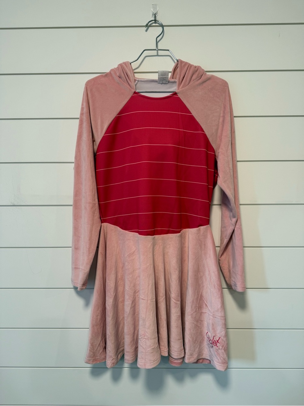 Women’s Piglet Costume Velvet Dress with Hood Size L